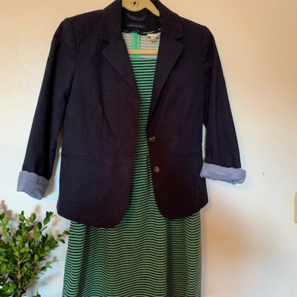 Green and Navy Striped Dress